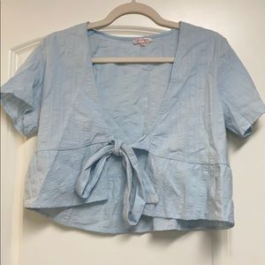 Pacsun tie front baby blue top